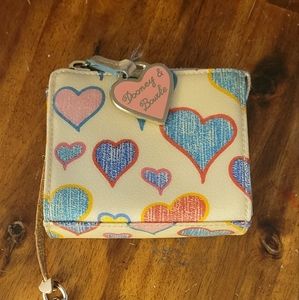 Dooney & BourkeCream Multi Vintage Coated Canvas Hearts Leather